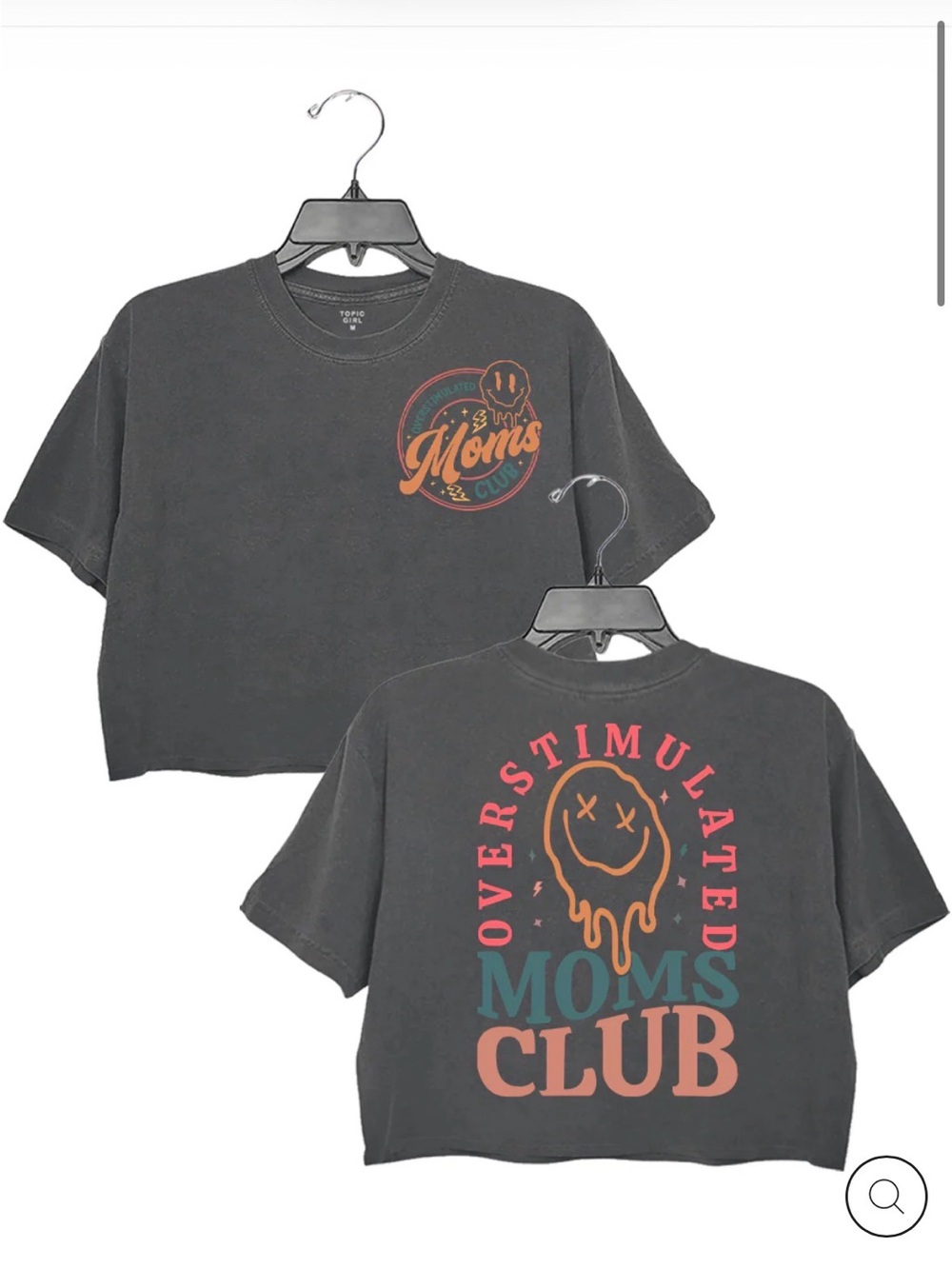 Oversimulated Moms Club Graphic Crop Tee - Black